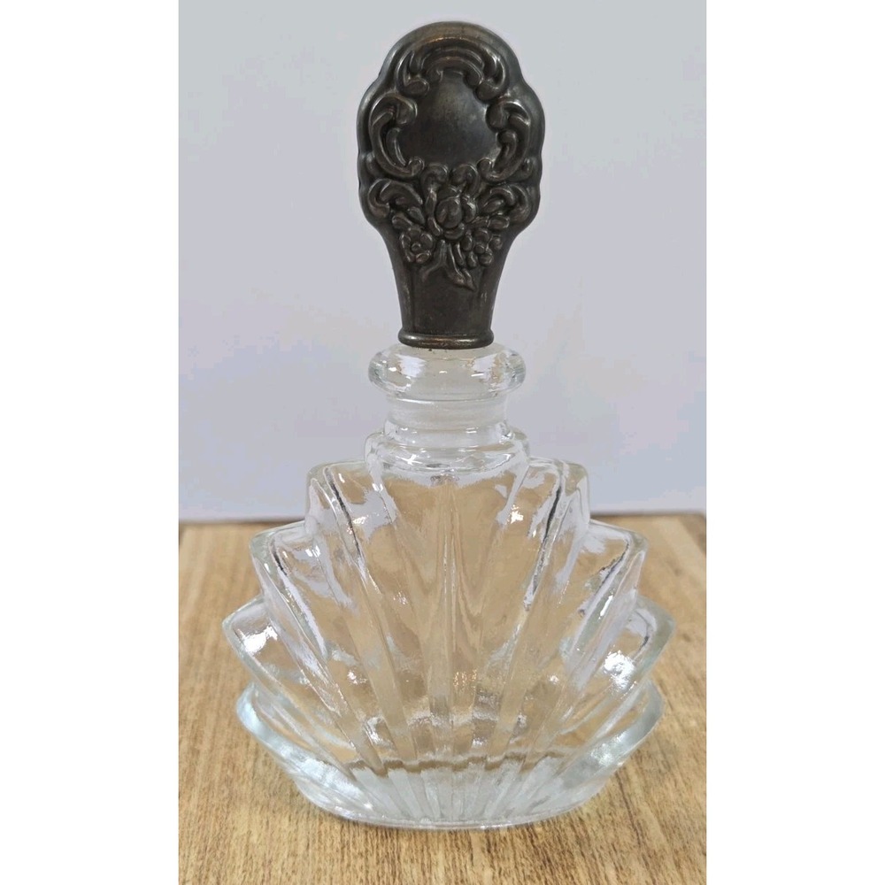 Vintage 40s Towle Sterling Silver‎ Stopper Glass Perfume Bottle